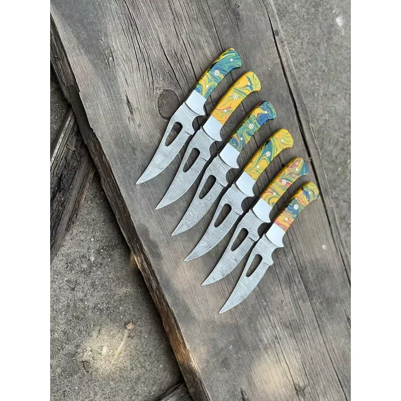 Custom Handmade Damascus Skinning Knife with Resin Handle