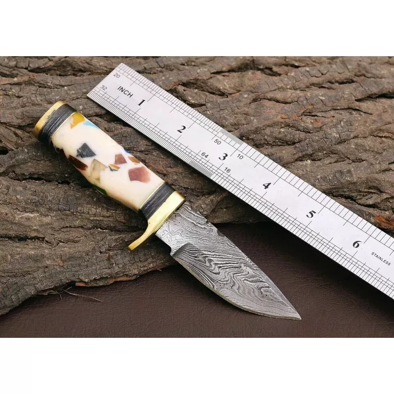 Custom Handmade Damascus Steel Outdoor Knife3 Blade