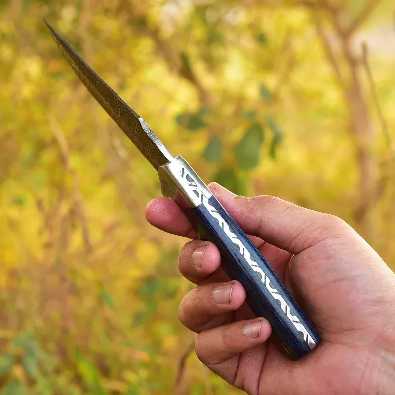 Custom Handmade Damascus Steel Skinning Blade – 4.5