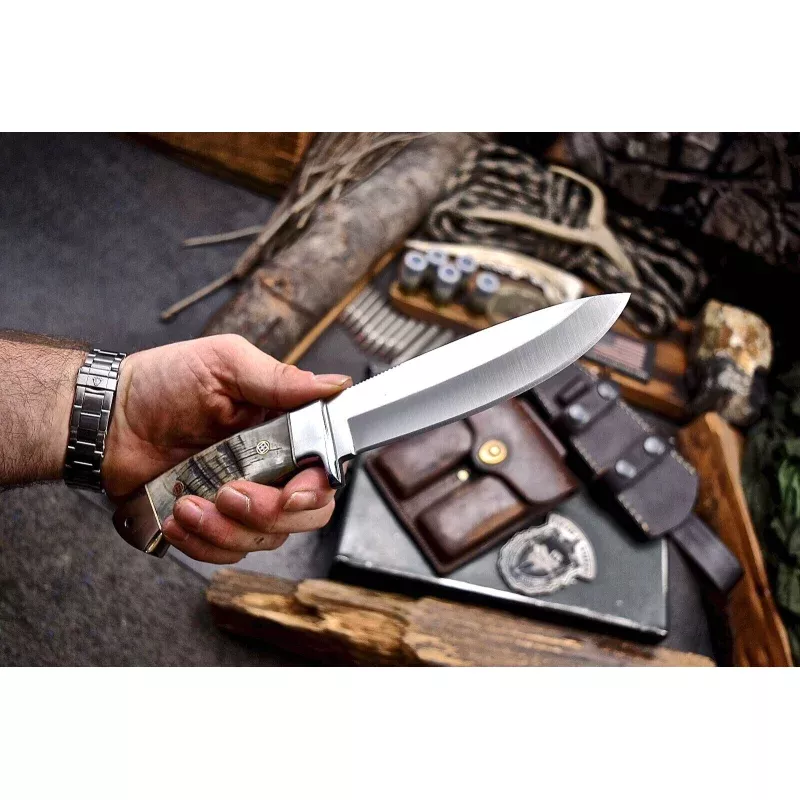 Custom Handmade J2 Steel Skinner KnifeSheep Horn Handle