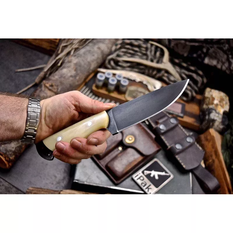 Custom Handmade J2 Steel Skinning Knife with Camel Bone Handle4.5 Blade