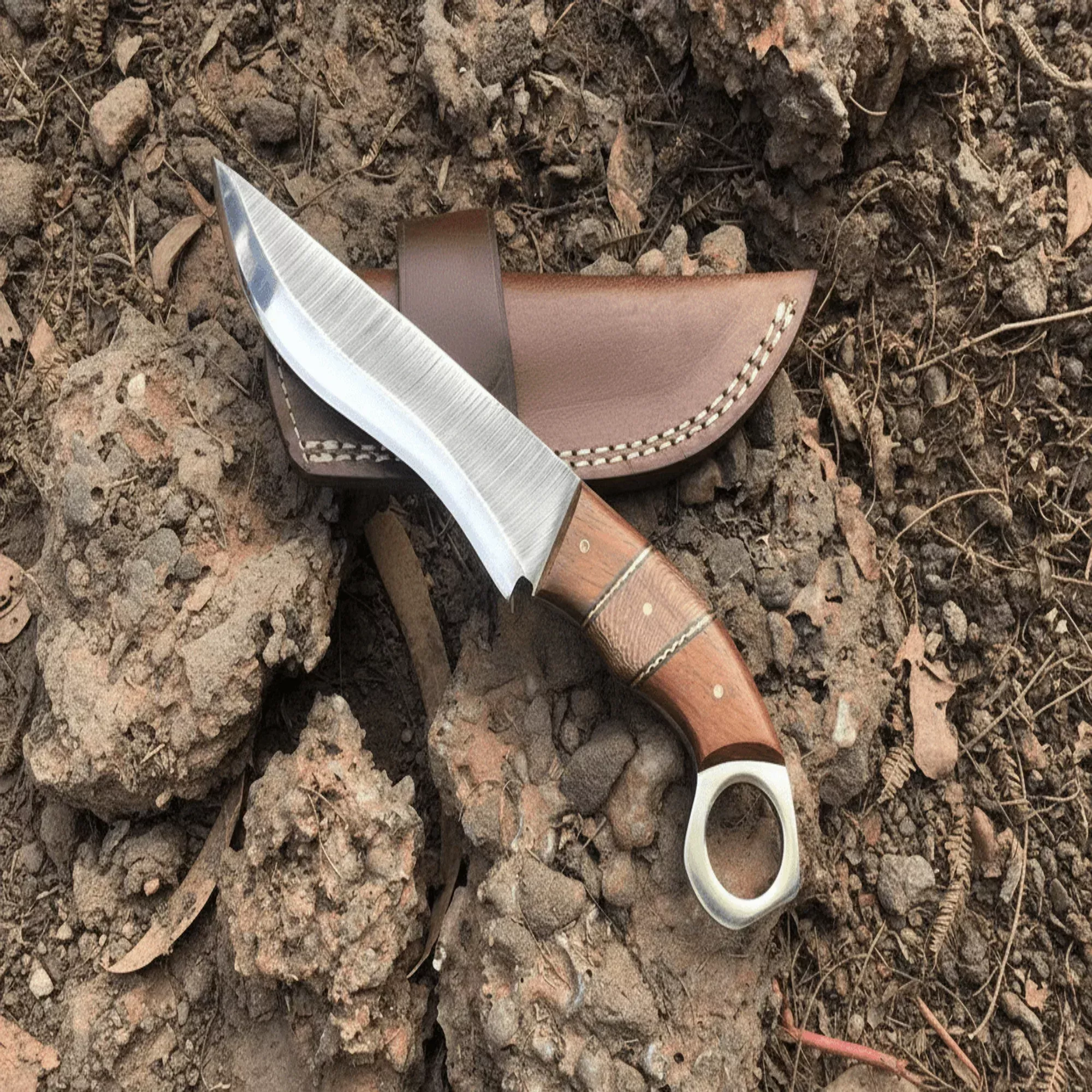 Custom Handmade Stainless Steel hunting knifeleather sheath BM-0096