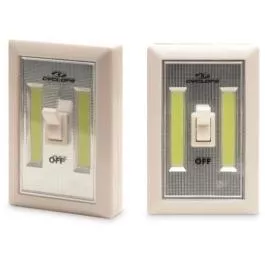 Cyclops Light Switch 180 Lumens 3 AAA Batteries 3 Mounting Options On/Off Switch Ivory 2 pack