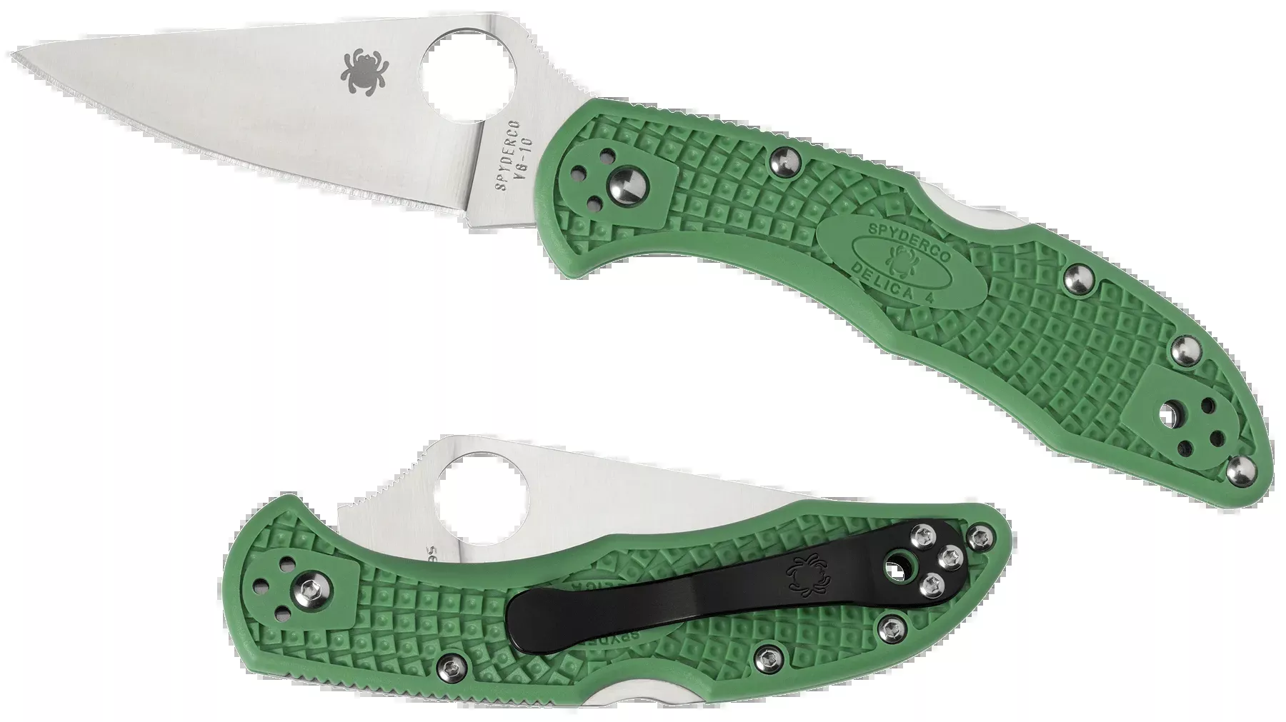 Delica 4 Lightweight 2.88″ Drop Point Plain Blade Folding Knife – Green