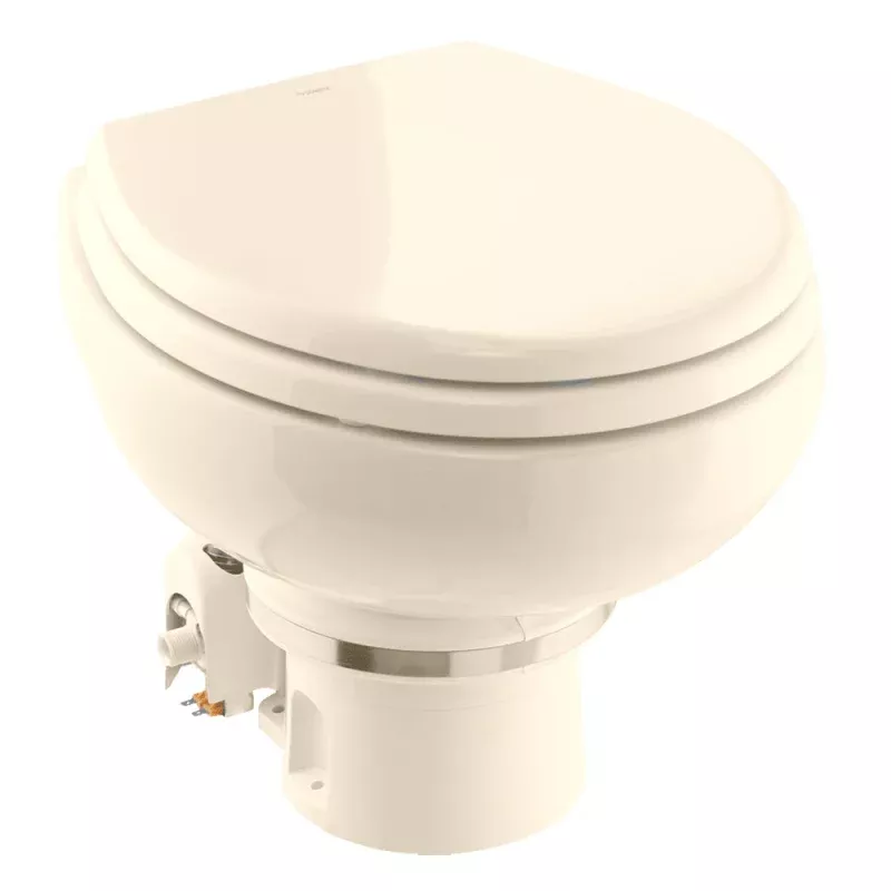 Dometic MasterFlush 7160 Bone Electric Macerating Toilet w/Orbit Base – Raw Water – 12V [9610007276]