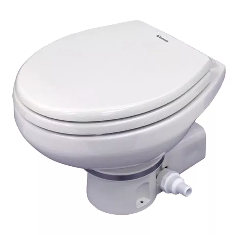 Dometic MasterFlush MF 7160 White Electric Macerating Toilet w/Orbit Base – Raw Water – 24V