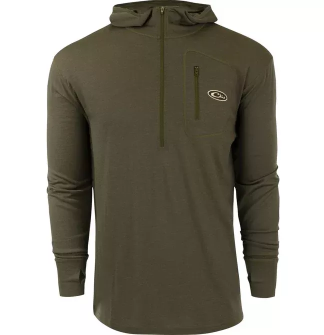 Drake Men’s Merino Wool Half Zip With Hood #DW2865