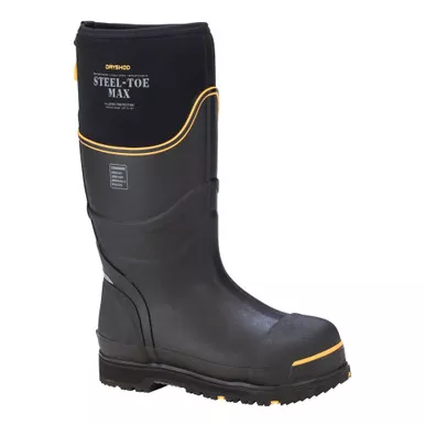 DRYSHOD Mens Steel-Toe Max Hi Black/Yellow Work Boot (STM-UH-BK)