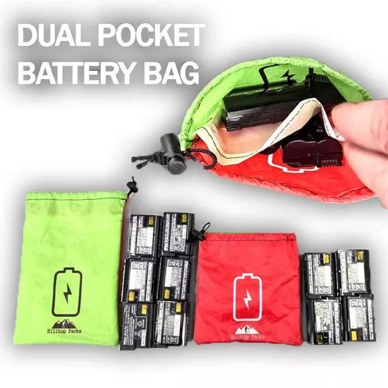 Dual Pocket Battery Bags|Small&Large|Green / Red Printed&White / unprinted