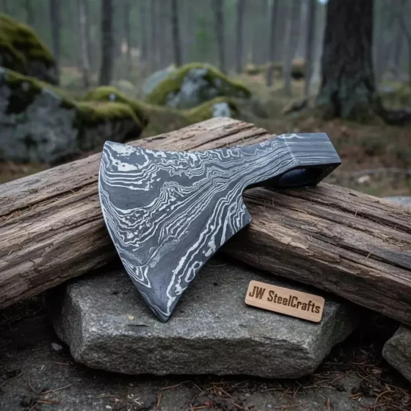 Duskforge Axe Head Blank 6″ Handmade Lightweight Damascus Steel