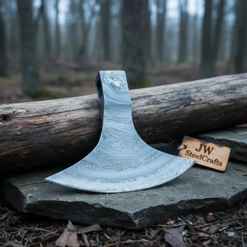 Duskmoor Axe Head 7″ Handmade Damascus Steel Bearded Axe Blank