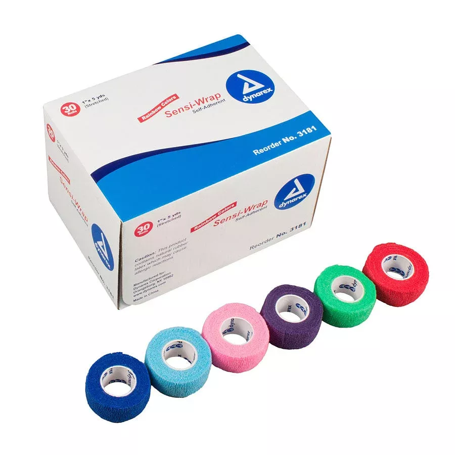 Dynarex Sensi Wrap Self Adherent Wrap – Rainbow, 5 of Each Color, 1″x 5 yds., 30/cs