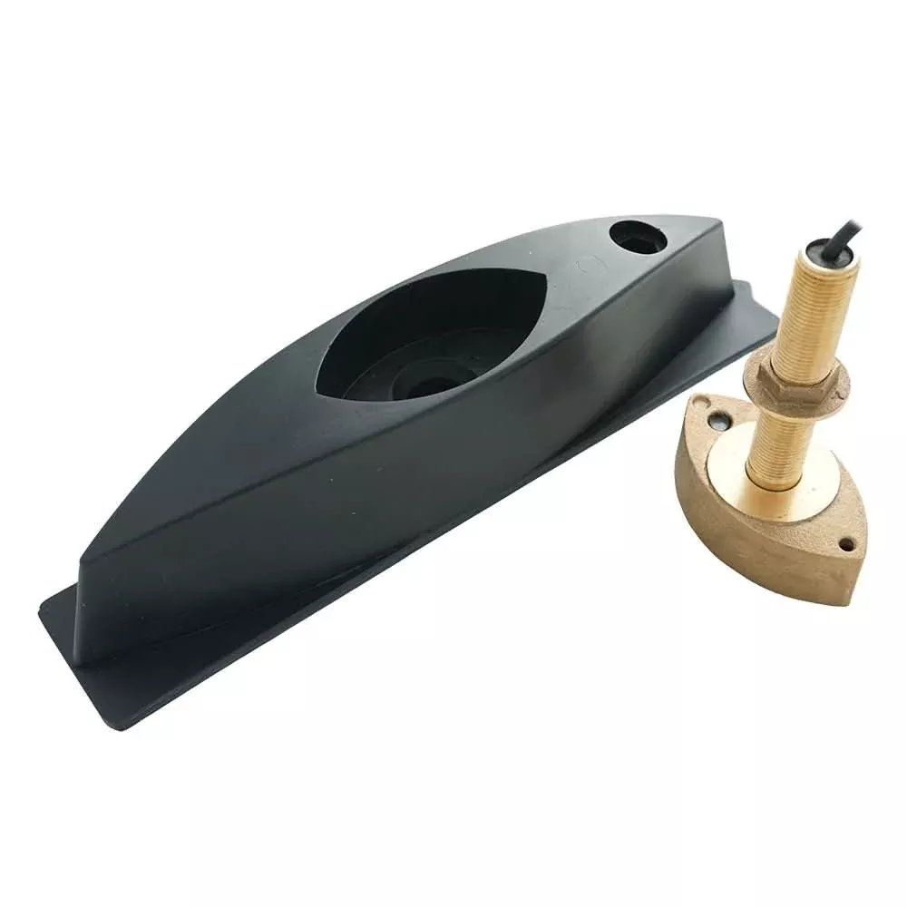 Echonautics Bronze Stem Thru-Hull CW Dual-Frequency Transducer w/Fairing Block – 600W, 50/200 kHz