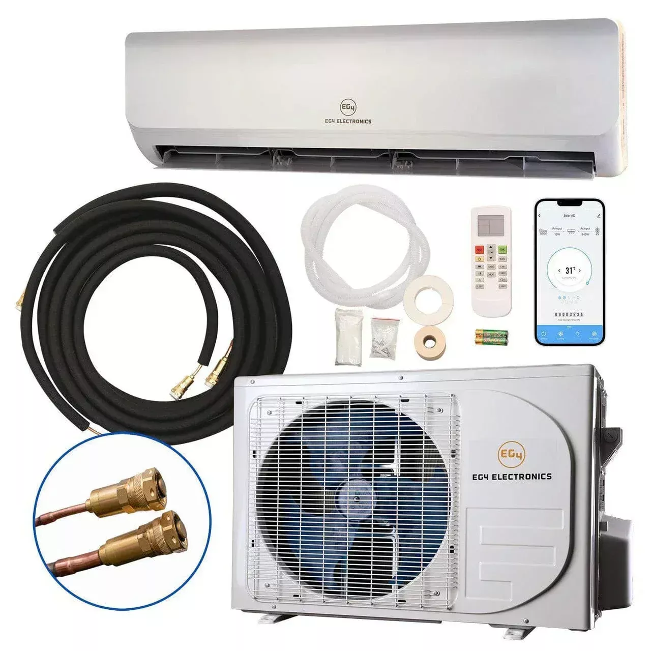 EG4 9K Mini-Split Air Conditioner & Heat Pump | 9,000 BTU | SEER2 29.5 | Plug-n-Cool DIY Install | 5-Year Warranty