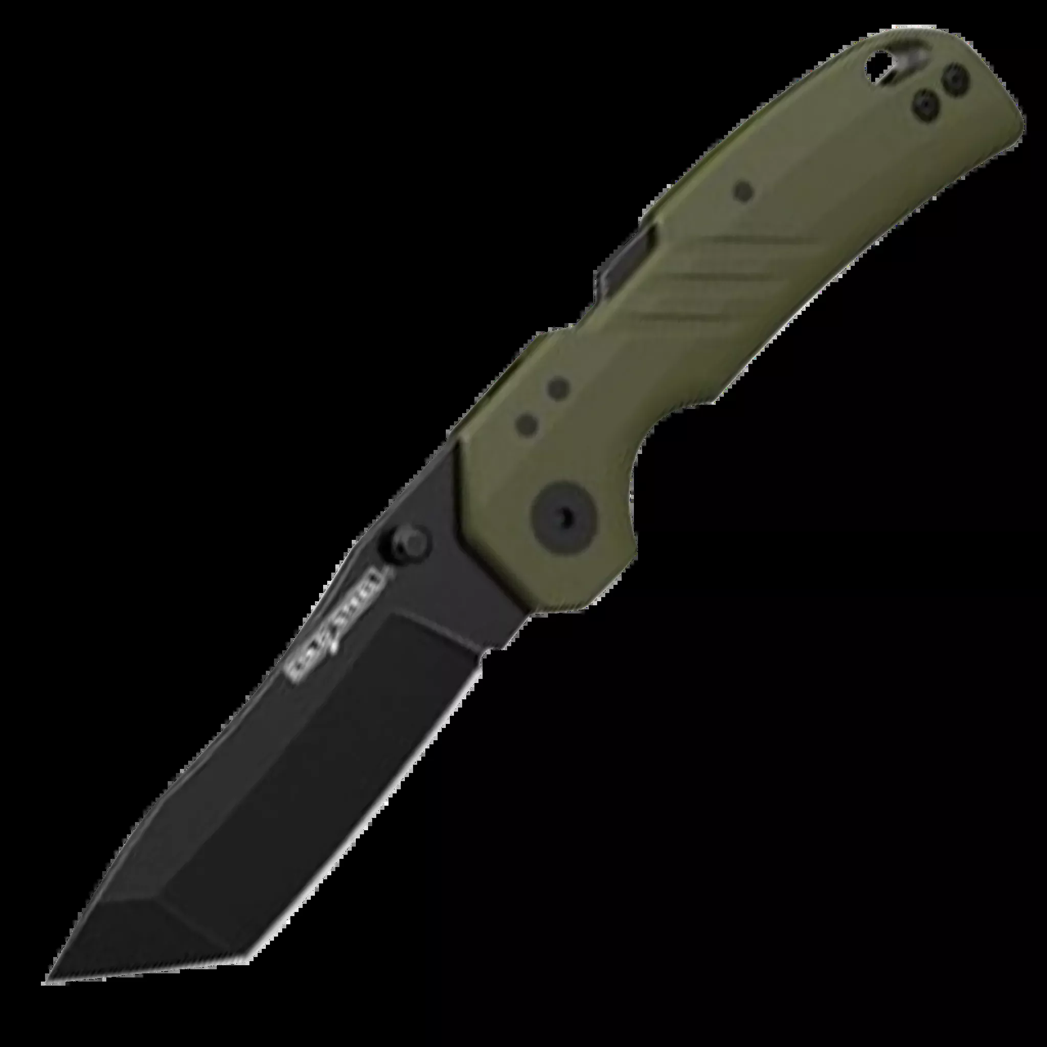 Engage 3″ Folding Tanto Plain Knife – Black OD Green