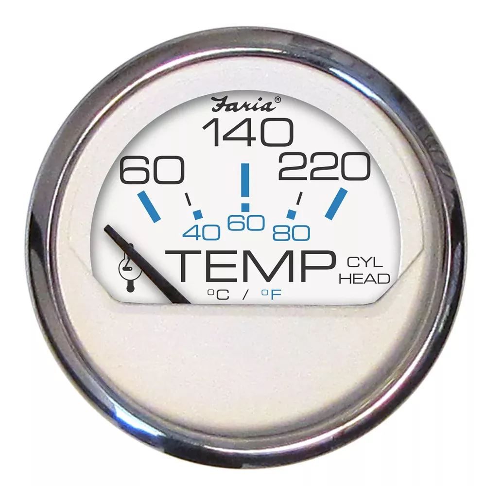 Faria Chesapeake White SS 2″ Cylinder Head Temperature Gauge (60-220F)[13806]