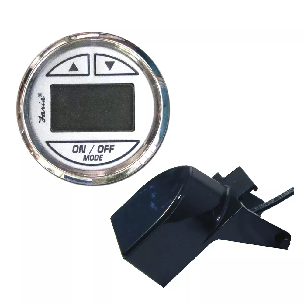 Faria Chesapeake White SS 2″ Depth Sounder w/Transom Mount Transducer [13850]