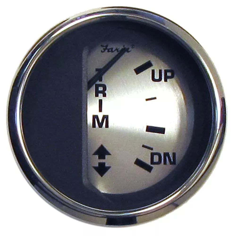 Faria Spun Silver 2″ Trim Gauge f/Mercury/Mariner/Mercruiser/Volvo DP & Yamaha (’01 & Newer)