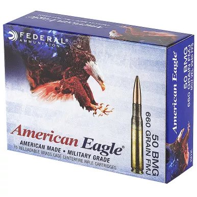 Federal American Eagle Ammunition 50 BMG 660 Grain XM33 Full Metal Jacket Box of 10