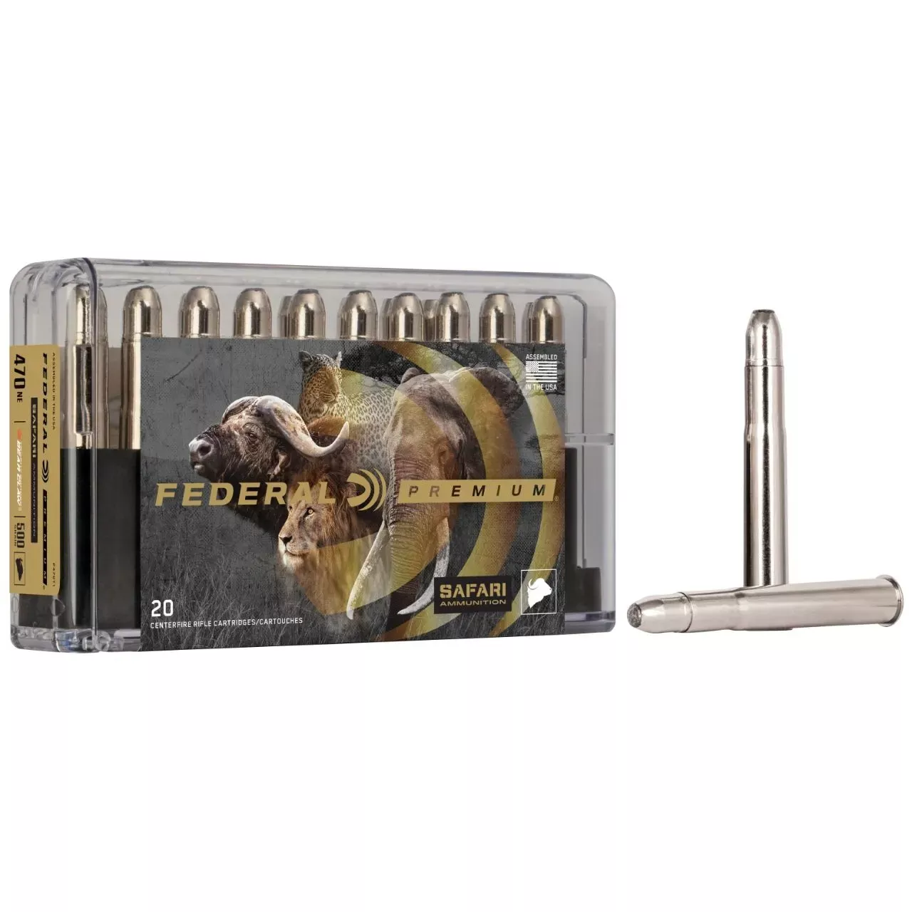 Federal Premium 470 Nitro Express 500 gr Trophy Bonded Sledgehammer Solid Ammo - 20/Box