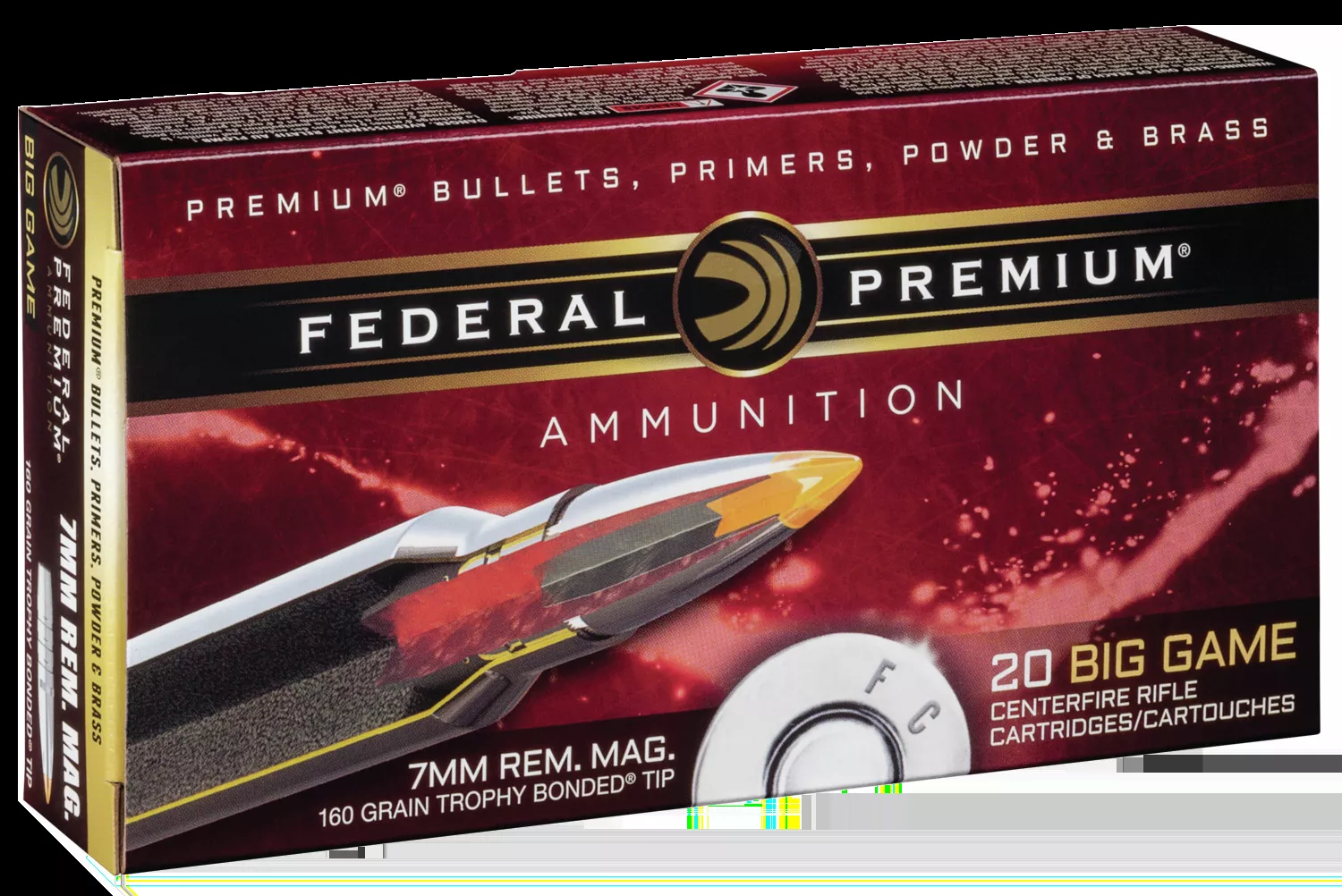 Federal Premium 7mm Rem Mag 160 gr Trophy Bonded Tip 20 Bx