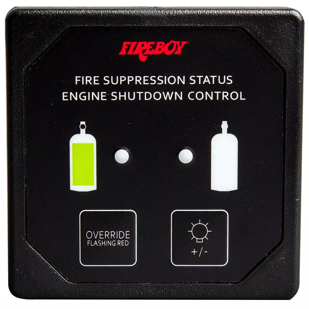 Fireboy-Xintex Deluxe Helm Display w/Membrane Switch, Remote HornLEDs f/Engine Shutdown System – Black Bezel Display [DU-SBH-20-R]