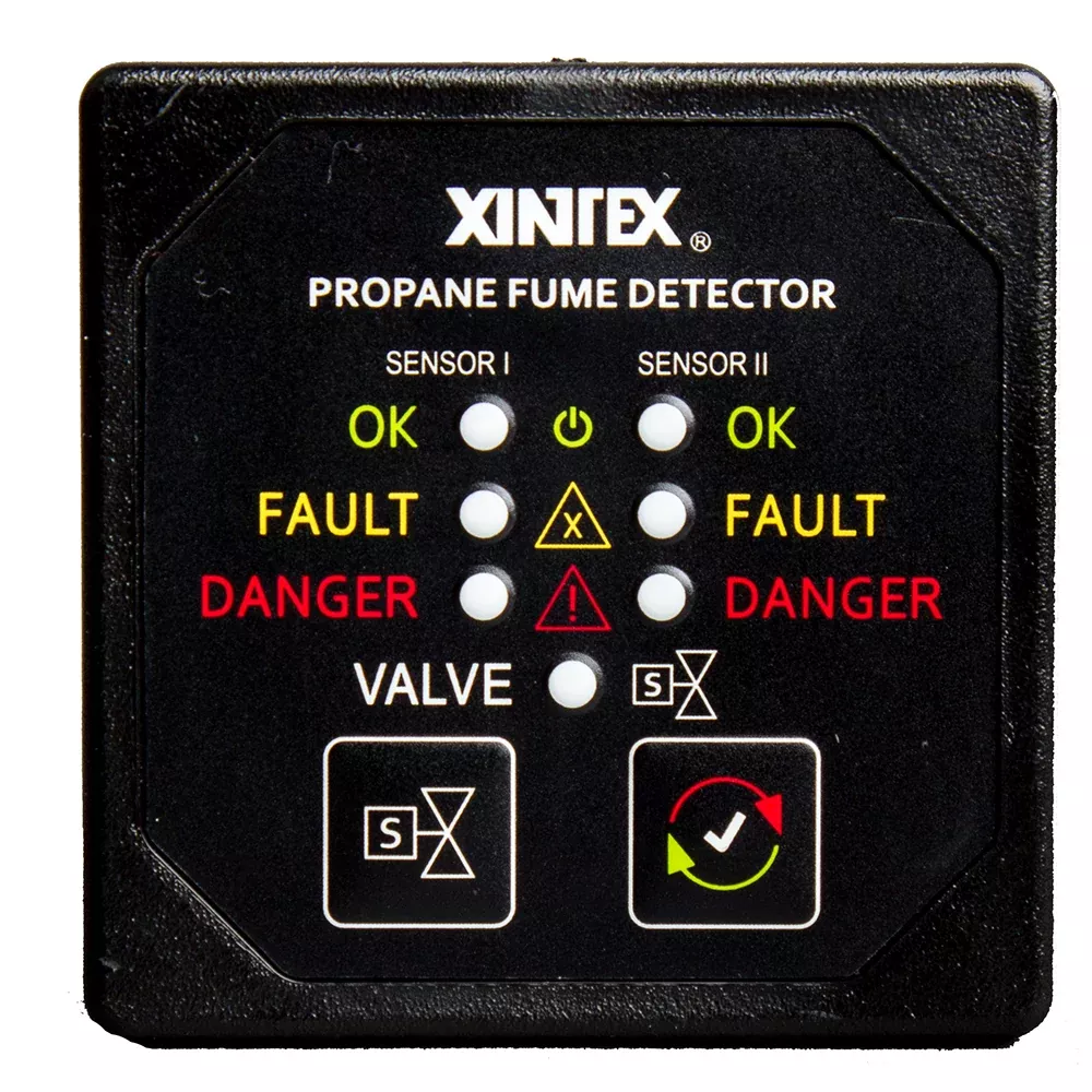 Fireboy-Xintex Propane Fume Detector w/2 Plastic Sensors – No Solenoid Valve – Square Black Bezel Display [P-2BNV-R]