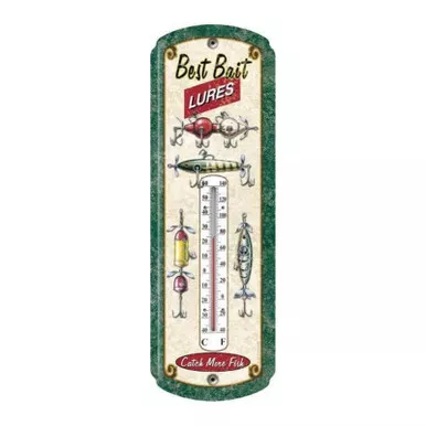 FISHING LURE TIN THERMOMETER
