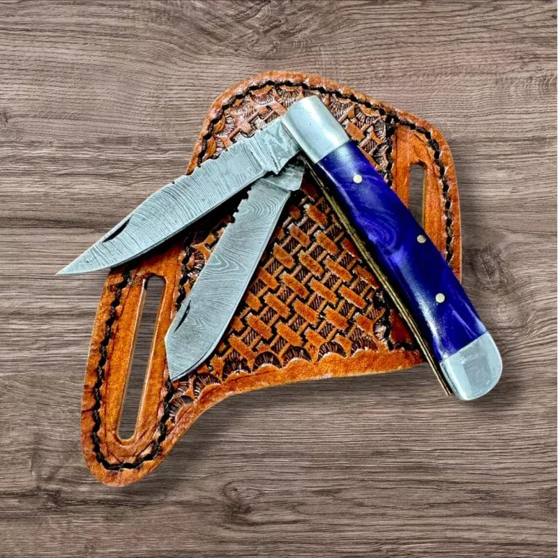 Folding Bull Cutter Knife – Custom Handmade Damascus Steel