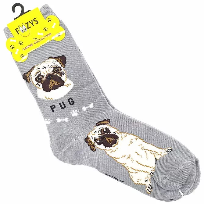 Foozys Ladies Pug Dog Socks #FCC-31