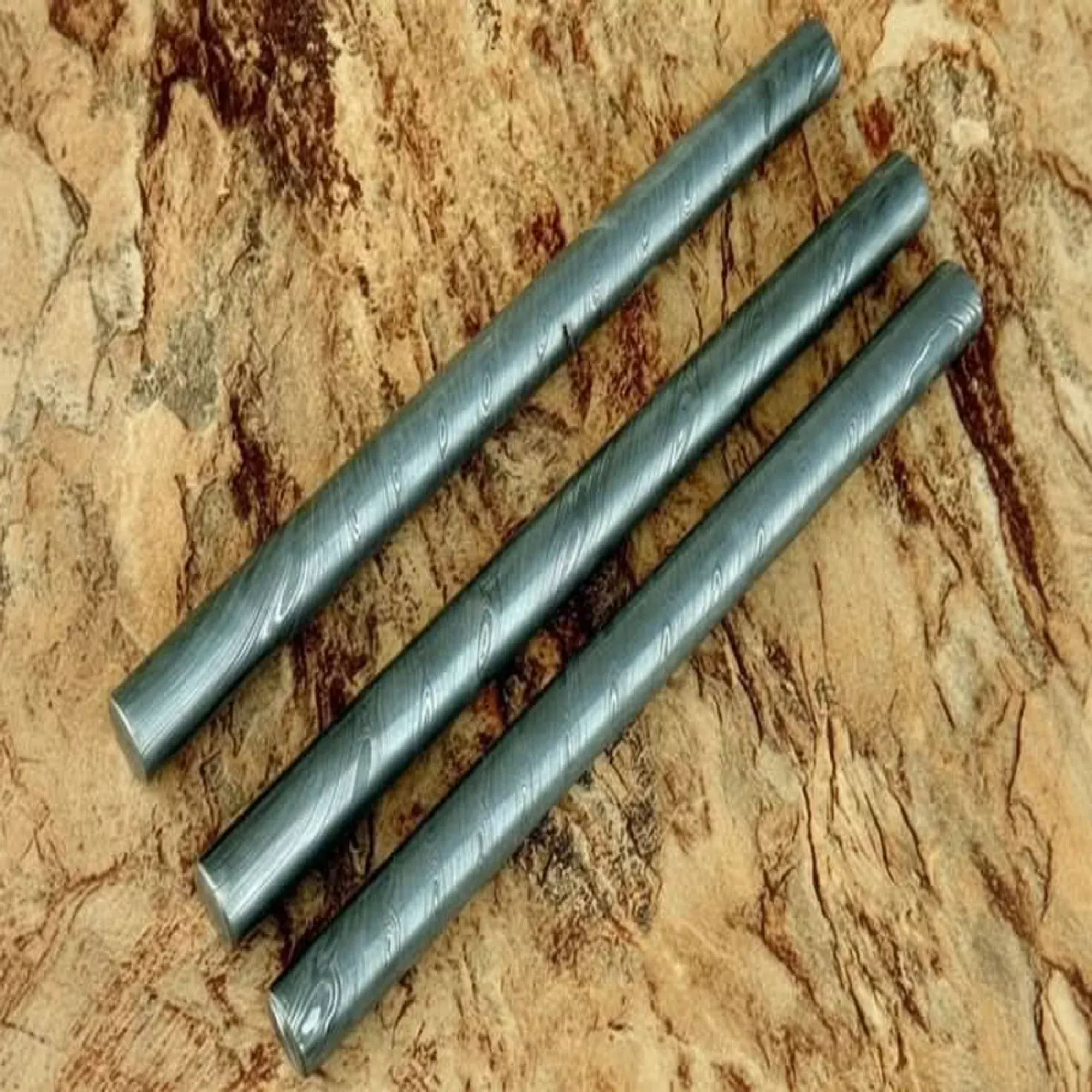 Foreveredge Ring Billet Damascus Rod 10″ Handmade Set of 3