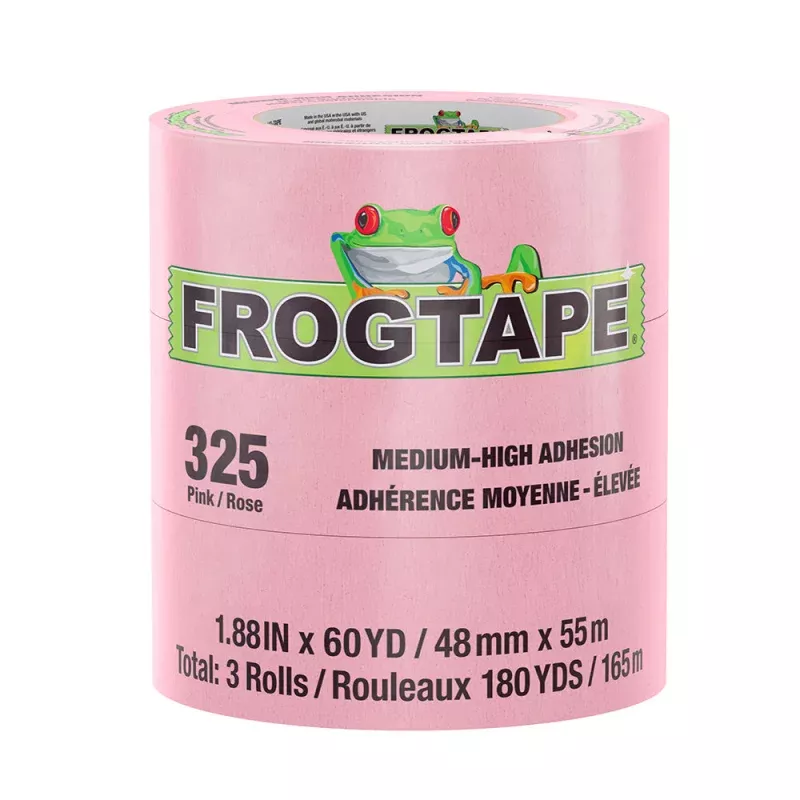 FrogTape CP 325 Medium-High Adhesion Masking Tape – 48MM x 55M x 6-Pack – Pink – Rated f/325F