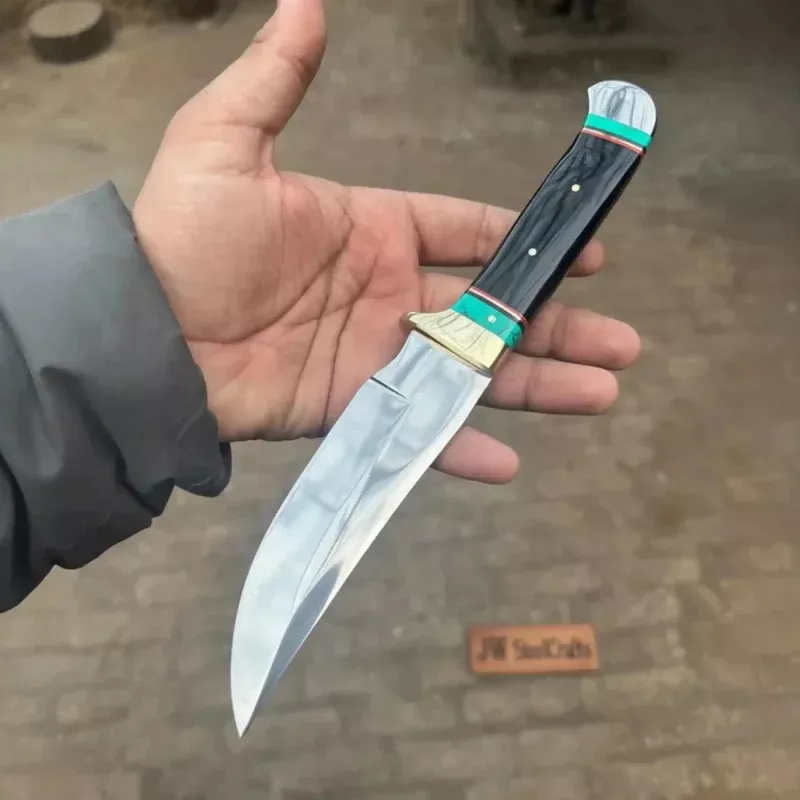 Frontier Bowie Knife 11” – Black Resin Handle with Turquoise Spacers