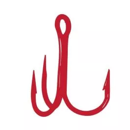 Gamakatsu Treble 2X Strong Round Bend Hooks - Red - 1 - 7 Pack