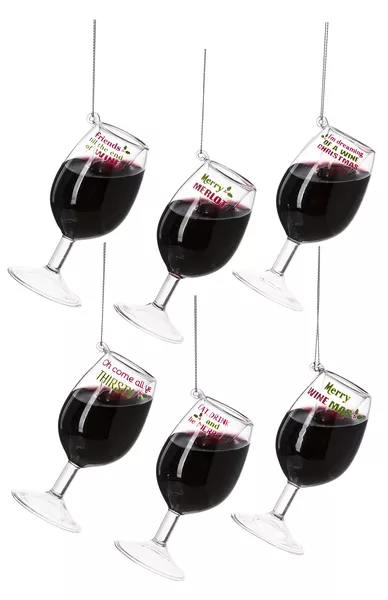 Ganz Wine Glass Ornaments With Hangtag#EX24075