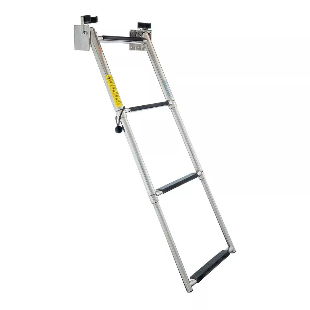 Garelick 34-1/2″ Stainless Steel 4-Step Telescoping Transom Ladder• 19684