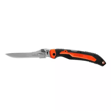 Gerber 31-003053N Vital Big Game Folder 3.75″ Exchangeable Plain Edge Blade, Grippy Overmold Handle