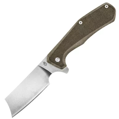 Gerber Asada Olive Folding Knife, Plain Edge, Cleaver Blade