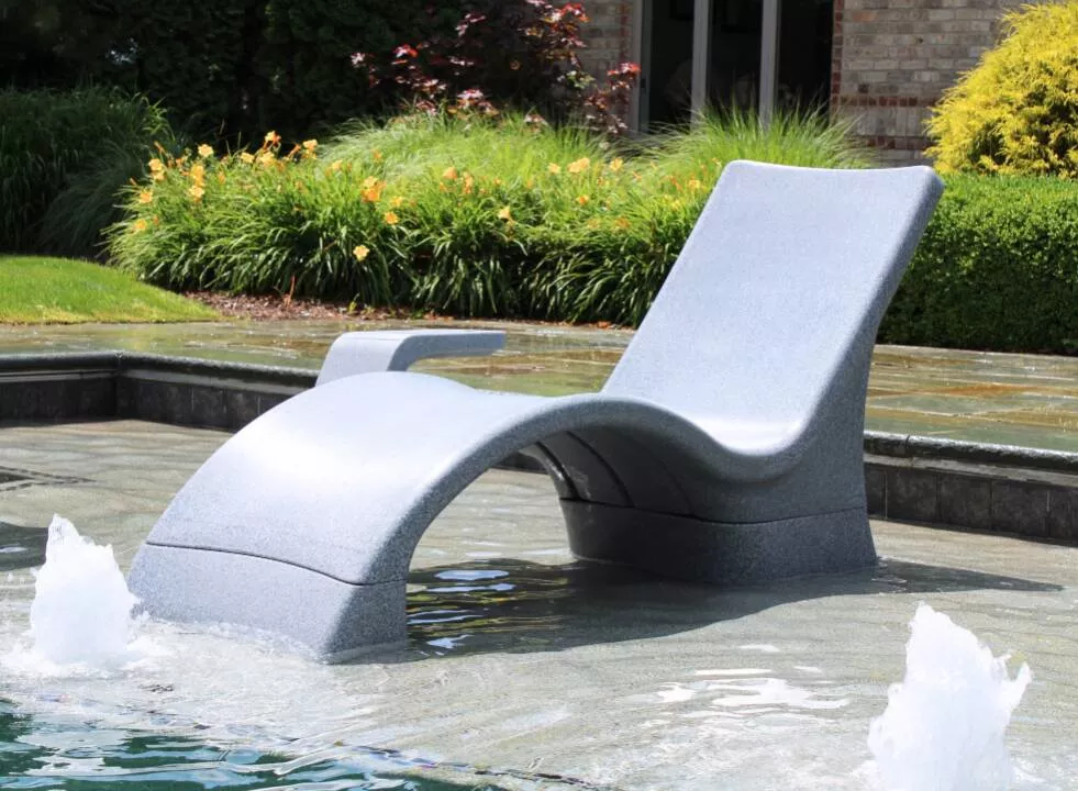 Global Pool Products Lounger Pool Chair and Connecting Table, Grey• GPP-LFS-G