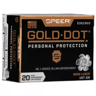 Gold Dot 23619GD Personal Protection 9mm 147 GR JHP 20 Rounds