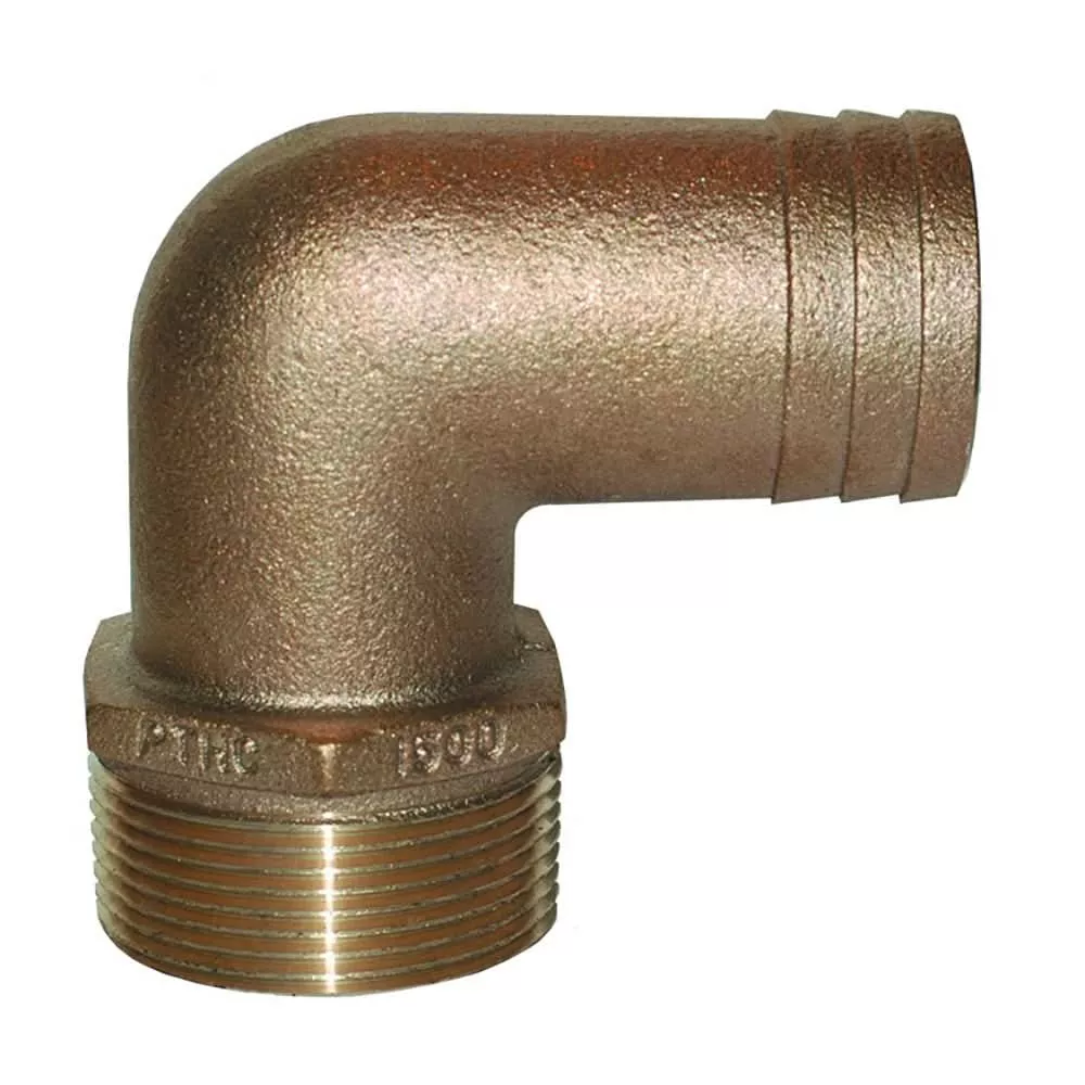 GROCO 1-1/4″ NPT x 1-1/4″ ID Bronze 90 Degree Pipe to Hose Fitting Standard Flow Elbow [PTHC-1250]