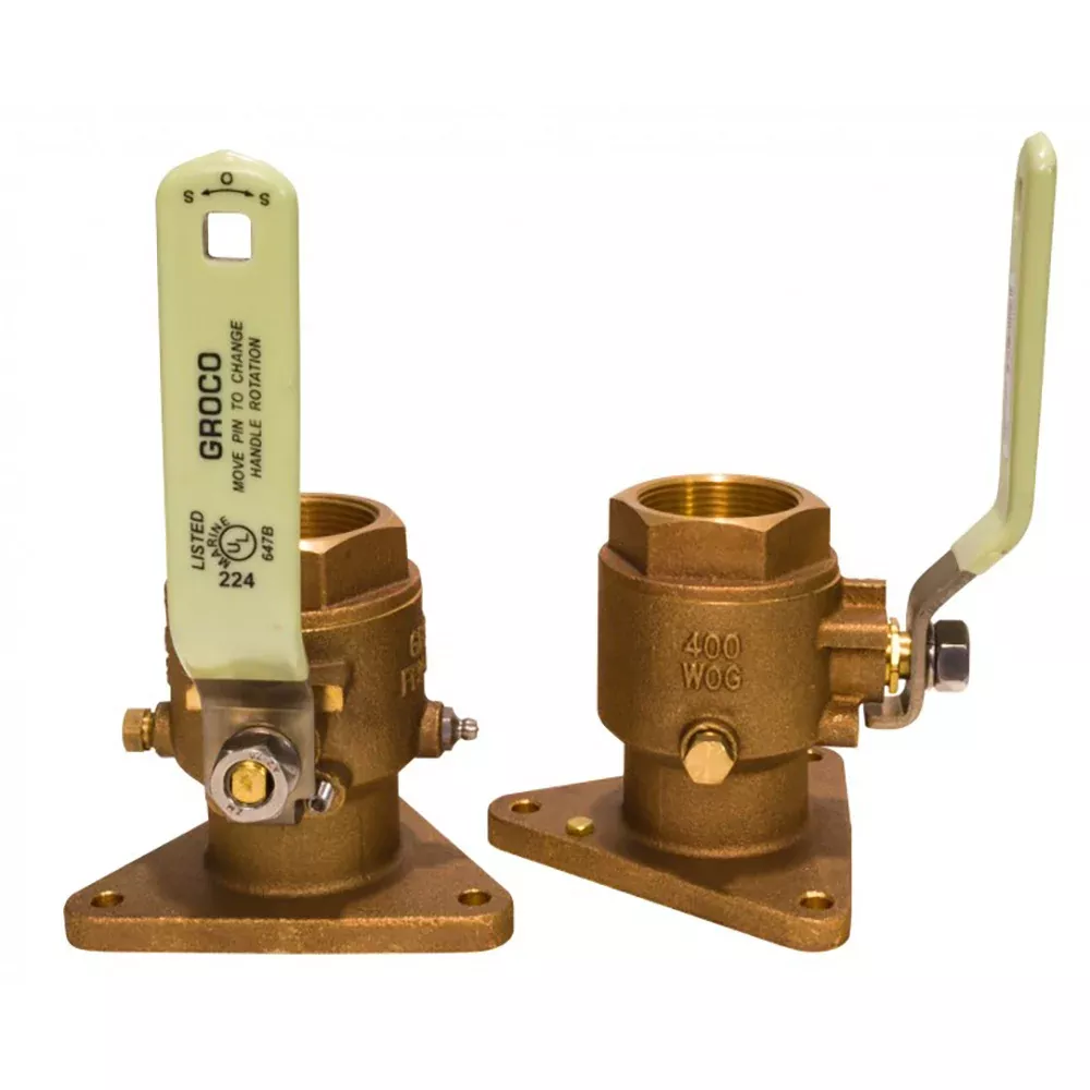 GROCO 2-1/2 Bronze Tri-Flanged Ball Valve/Seacock