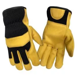 Hand Armor Gloves Men’s Premium Deerskin Driver – Black/Yellow – L