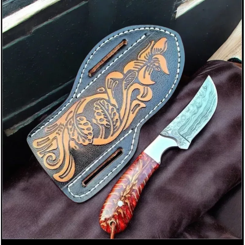 Handcrafted Cowboy Knife7.5 Damascus Steel Pine Cone Handle
