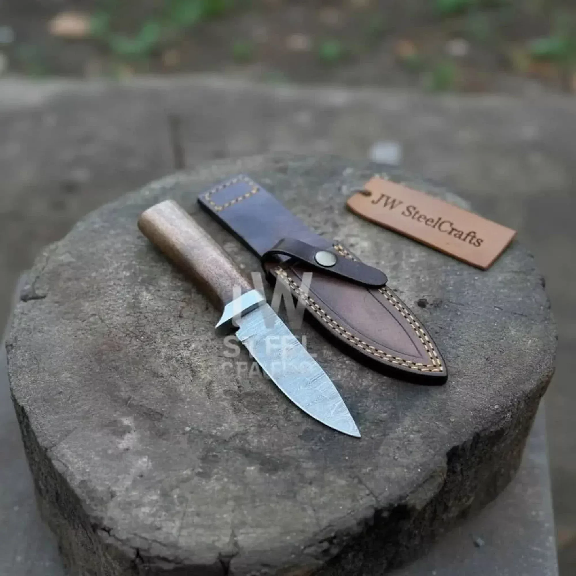 Handmade 7 Inch Damascus Outdoor Utility Knife Multiple Handle Options