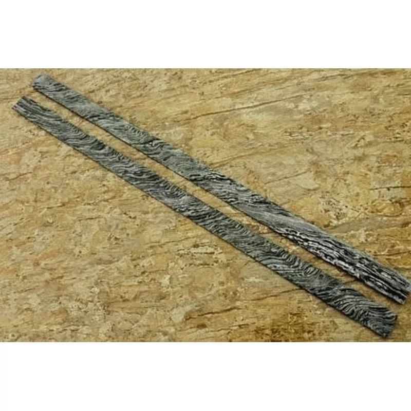 Handmade Damascus Steel 27 Inches Forged Billets Pair – Fire Storm Pattern /Raw Materials for Knife Making DK-0169