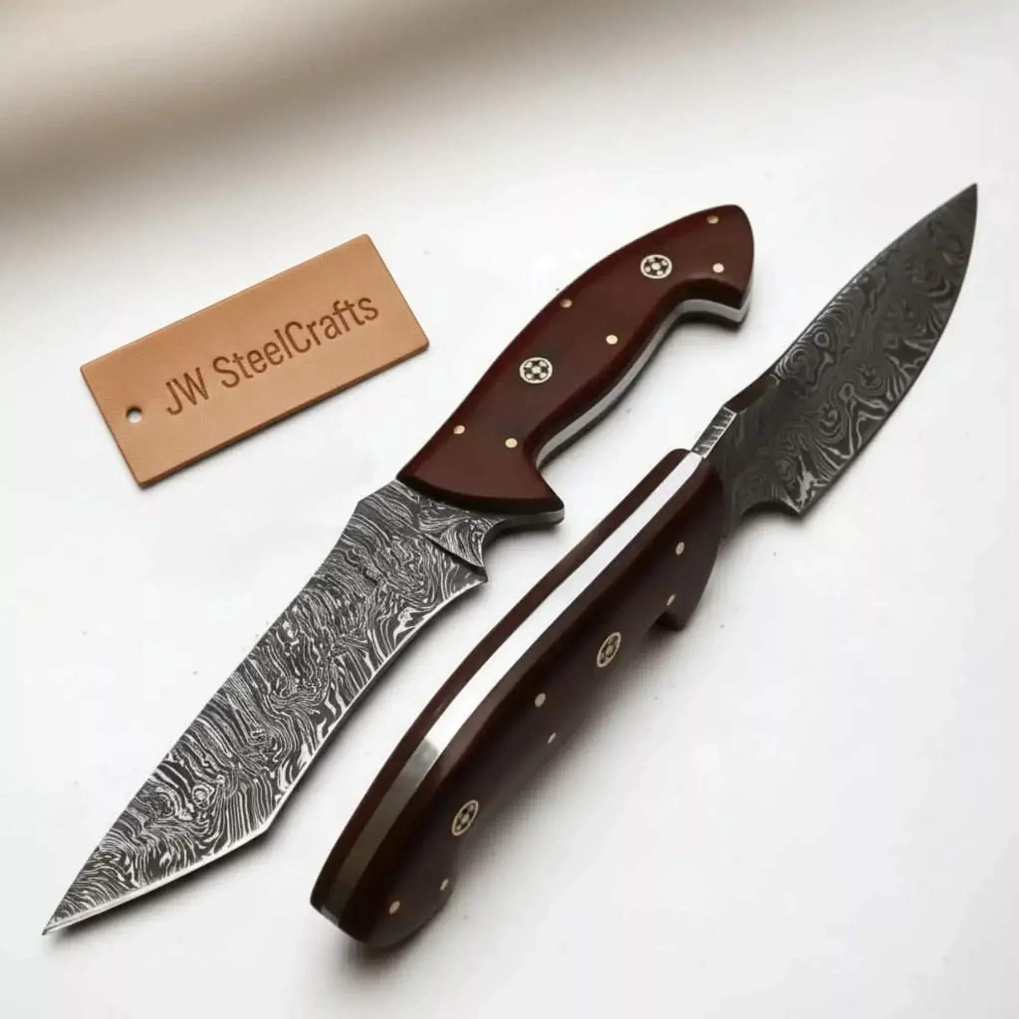 Handmade Damascus Steel Chestnut Skinner Knife Set 10″Fixed Blade Knife