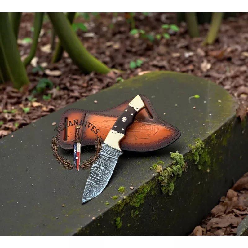 Handmade Damascus Steel Knife SharpenerRosewood Handle