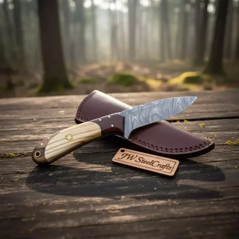 Handmade Damascus Steel Skinner Knife Custom Made 8.5″