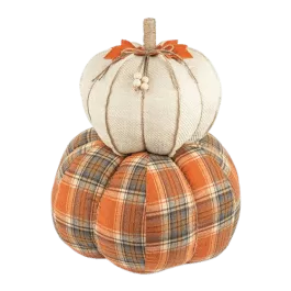 Hanna’s Handiworks Burlap Plaid Stacking Pumpkin